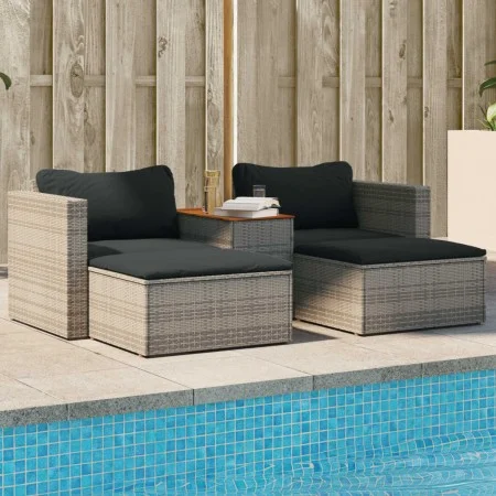 Set Gartensofas und Kissen 5 Stück synthetisches Rattan Akaziengrau von , Outdoor-Sofas - Ref: Foro24-365726, Preis: 318,96 €...