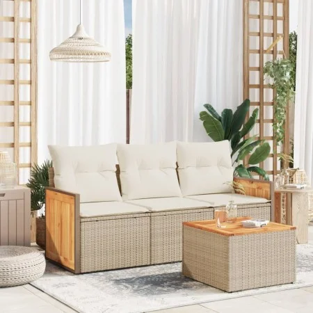 Juego de sofás jardín con cojines 4 pzas ratán sintético beige by , Garden sets - Ref: Foro24-3259846, Price: 293,10 €, Disco...