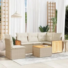Gartensofa-Set mit 6-teiligen Kissen aus synthetischem Rattan in Beige. von , Gartensets - Ref: Foro24-3227661, Preis: 421,46...