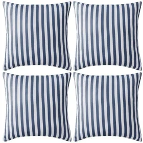 Cojines para exterior a rayas 45x45 cm azul marino 4 unidades de , Cojines - Ref: Foro24-132307, Precio: 53,64 €, Descuento: %