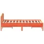 Bed frame with wax brown pine wood headboard 135x190 cm by , Beds and slatted bases - Ref: Foro24-842609, Price: 129,93 €, Di...