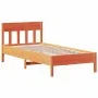 Bed frame with wax brown pine wood headboard 90x190 cm by , Beds and slatted bases - Ref: Foro24-842677, Price: 90,02 €, Disc...