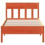 Bed frame with wax brown pine wood headboard 90x190 cm by , Beds and slatted bases - Ref: Foro24-842677, Price: 91,15 €, Disc...