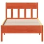 Bed frame with wax brown pine wood headboard 90x190 cm by , Beds and slatted bases - Ref: Foro24-842677, Price: 90,02 €, Disc...