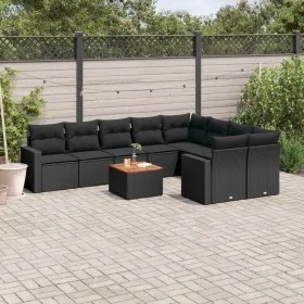 Garden sofa set 10 pieces with black synthetic rattan cushions by , Modular outdoor sofas - Ref: Foro24-3224277, Price: 620,6...