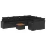 Gartensofa-Set 10-teilig mit schwarzen synthetischen Rattankissen von , Modulare Sofas für den Außenbereich - Ref: Foro24-322...
