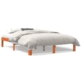 Bettgestell aus massivem, wachsbraunem Kiefernholz, 120 x 190 cm von , Betten und Lattenroste - Ref: Foro24-844165, Preis: 98...