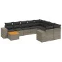 10-teiliges Gartensofa-Set mit grauen synthetischen Rattankissen von , Gartensets - Ref: Foro24-3225612, Preis: 604,66 €, Rab...