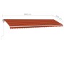 Automatic awning LED wind sensor orange brown 600x300 cm by , Awnings - Ref: Foro24-3069615, Price: 998,95 €, Discount: %