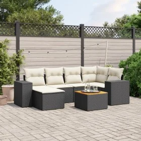 7-piece garden dining set and black synthetic rattan cushions by , Garden sets - Ref: Foro24-3225545, Price: 423,62 €, Discou...