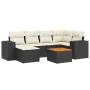 Set de comedor de jardín 7 pzas y cojines ratán sintético negro de , Conjuntos de jardín - Ref: Foro24-3225545, Precio: 421,5...