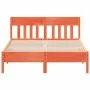 Bed frame with wax brown pine wood headboard 135x190 cm by , Beds and slatted bases - Ref: Foro24-842669, Price: 123,40 €, Di...