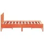 Bed frame with wax brown pine wood headboard 135x190 cm by , Beds and slatted bases - Ref: Foro24-842669, Price: 123,40 €, Di...