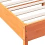 Bed frame with wax brown pine wood headboard 135x190 cm by , Beds and slatted bases - Ref: Foro24-842669, Price: 123,40 €, Di...