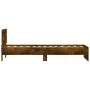 Bed frame headboard LED lights smoked oak 90x190 cm by , Beds and slatted bases - Ref: Foro24-838838, Price: 108,23 €, Discou...