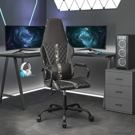 Schwarzer und tarnfarbener Gaming-Stuhl aus Kunstleder von , Gaming-Stühle - Ref: Foro24-3143797, Preis: 103,98 €, Rabatt: %