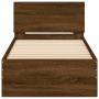 Bed frame headboard LED lights oak brown 90x190 cm by , Beds and slatted bases - Ref: Foro24-838840, Price: 114,45 €, Discoun...