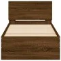 Estructura de cama cabecero luces LED marrón roble 90x190 cm de , Camas y somieres - Ref: Foro24-838840, Precio: 112,30 €, De...
