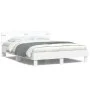 Bed frame with headboard and white LED lights 140x190 cm by , Beds and slatted bases - Ref: Foro24-3207560, Price: 176,68 €, ...