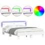 Bed frame with headboard and white LED lights 140x190 cm by , Beds and slatted bases - Ref: Foro24-3207560, Price: 176,68 €, ...