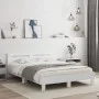 Bed frame with headboard and white LED lights 140x190 cm by , Beds and slatted bases - Ref: Foro24-3207560, Price: 176,68 €, ...