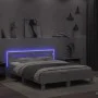 Bed frame with headboard and white LED lights 140x190 cm by , Beds and slatted bases - Ref: Foro24-3207560, Price: 176,68 €, ...