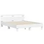Bed frame with headboard and white LED lights 140x190 cm by , Beds and slatted bases - Ref: Foro24-3207560, Price: 176,68 €, ...