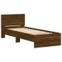Estructura de cama cabecero luces LED marrón roble 75x190 cm de , Camas y somieres - Ref: Foro24-838847, Precio: 110,96 €, De...