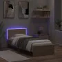 Estructura de cama cabecero luces LED roble Sonoma 90x190 cm de , Camas y somieres - Ref: Foro24-838836, Precio: 111,39 €, De...