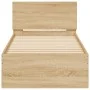 Estructura de cama cabecero luces LED roble Sonoma 75x190 cm de , Camas y somieres - Ref: Foro24-838843, Precio: 107,42 €, De...