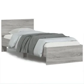 Estructura de cama cabecero luces LED gris Sonoma 75x190 cm de , Camas y somieres - Ref: Foro24-838846, Precio: 110,41 €, Des...