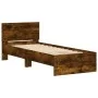 Bed frame headboard LED lights smoked oak 75x190 cm by , Beds and slatted bases - Ref: Foro24-838845, Price: 107,56 €, Discou...