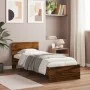 Bed frame headboard LED lights smoked oak 75x190 cm by , Beds and slatted bases - Ref: Foro24-838845, Price: 107,56 €, Discou...