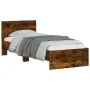 Bed frame headboard LED lights smoked oak 75x190 cm by , Beds and slatted bases - Ref: Foro24-838845, Price: 107,56 €, Discou...