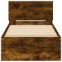 Bed frame headboard LED lights smoked oak 75x190 cm by , Beds and slatted bases - Ref: Foro24-838845, Price: 107,56 €, Discou...