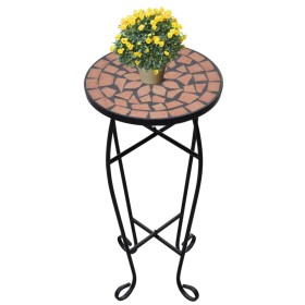 Terracotta mosaic side table for plants by , Pot stands - Ref: Foro24-41127, Price: 44,83 €, Discount: %