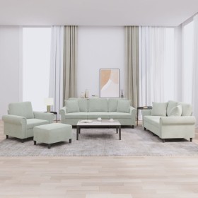 Sofa set with cushions 4 pieces light gray velvet by , Sofas - Ref: Foro24-3202200, Price: 837,27 €, Discount: %