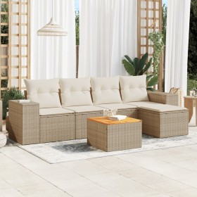 Juego de sofás jardín con cojines 6 pzas ratán sintético beige de , Conjuntos de jardín - Ref: Foro24-3257752, Precio: 443,31...