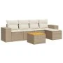 Garden sofa set with cushions 6 pieces beige synthetic rattan by , Garden sets - Ref: Foro24-3257752, Price: 447,66 €, Discou...