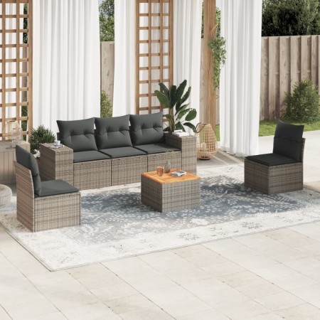 6-teiliges Gartenmöbel-Set und graue synthetische Rattankissen von , Gartensets - Ref: Foro24-3257719, Preis: 354,35 €, Rabat...