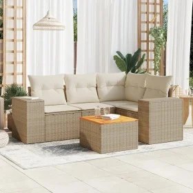 Garden sofa set with cushions 5 pieces beige synthetic rattan by , Garden sets - Ref: Foro24-3257759, Price: 412,89 €, Discou...