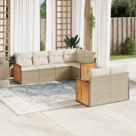 7-piece garden sofa set and beige synthetic rattan cushions by , Garden sets - Ref: Foro24-3260224, Price: 561,21 €, Discount: %