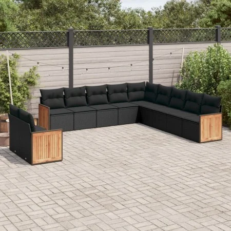 11-teiliges Gartensofa-Set und schwarze synthetische Rattankissen von , Gartensets - Ref: Foro24-3260207, Preis: 686,68 €, Ra...