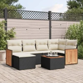 7-piece garden dining set and black synthetic rattan cushions by , Garden sets - Ref: Foro24-3260264, Price: 423,61 €, Discou...