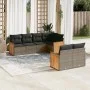 Set de sofás de jardín 7 piezas con cojines ratán PE gris de , Conjuntos de jardín - Ref: Foro24-3260226, Precio: 512,92 €, D...