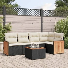 6-teiliges Gartensofa-Set und schwarze synthetische Rattankissen von , Gartensets - Ref: Foro24-3260033, Preis: 371,20 €, Rab...
