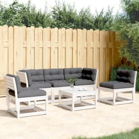 5-teiliges Gartensofa-Set mit Kissen aus massivem weißem Kiefernholz von , Gartensets - Ref: Foro24-3216976, Preis: 585,10 €,...