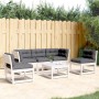 5-teiliges Gartensofa-Set mit Kissen aus massivem weißem Kiefernholz von , Gartensets - Ref: Foro24-3216981, Preis: 577,96 €,...