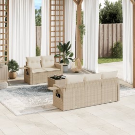 Garden sofa set with cushions 6 pieces beige synthetic rattan by , Garden sets - Ref: Foro24-3252235, Price: 499,49 €, Discou...