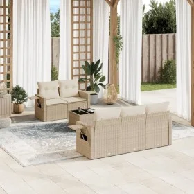 Garden sofa set with cushions 6 pieces beige synthetic rattan by , Garden sets - Ref: Foro24-3252235, Price: 531,00 €, Discou...